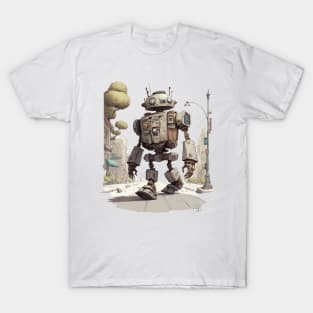Robot walking tshirt, street robot design T-Shirt